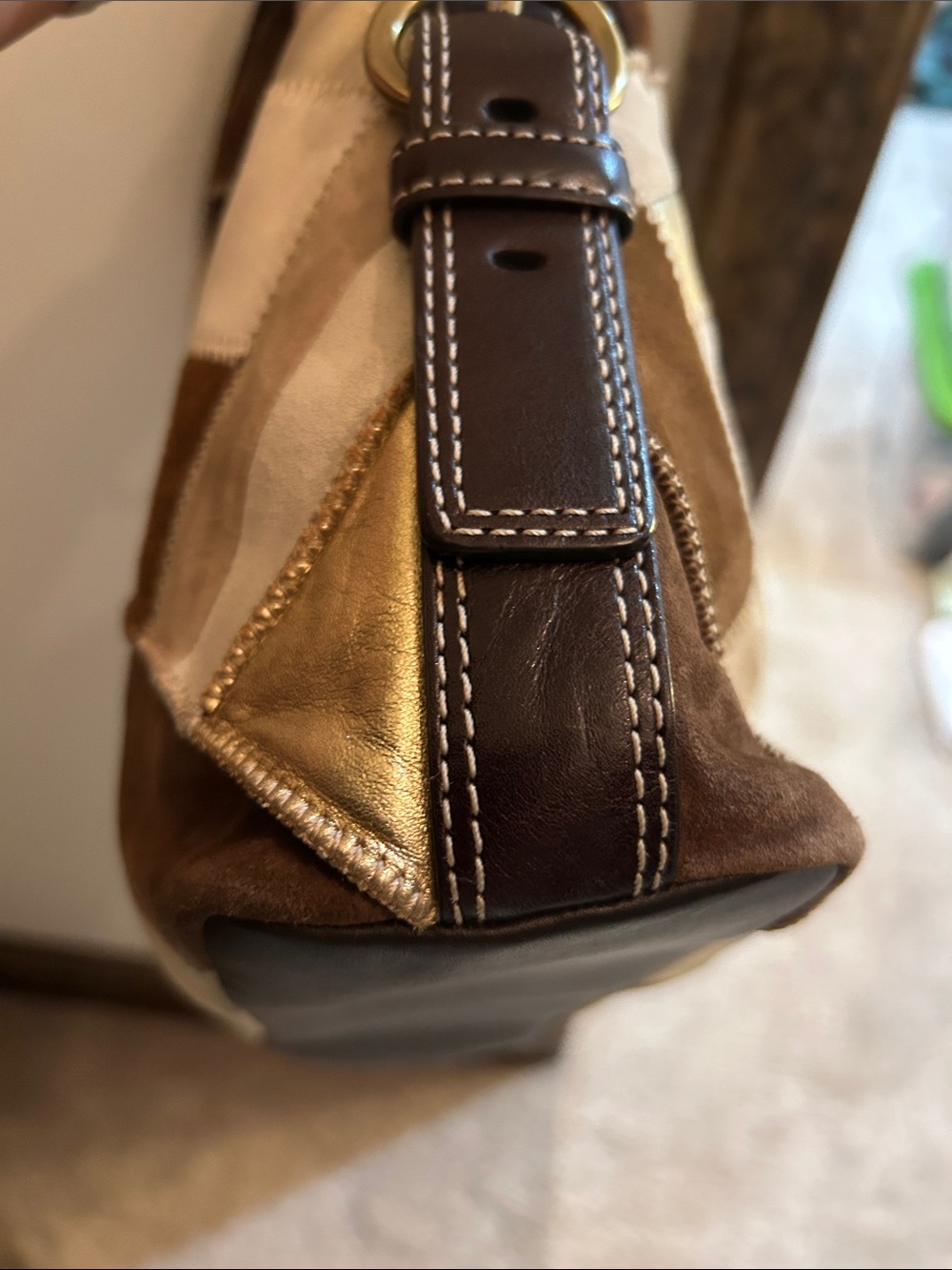 Coach Patchwork Hobo Bag - Brown, Gold & Cream - Picture 7 of 13